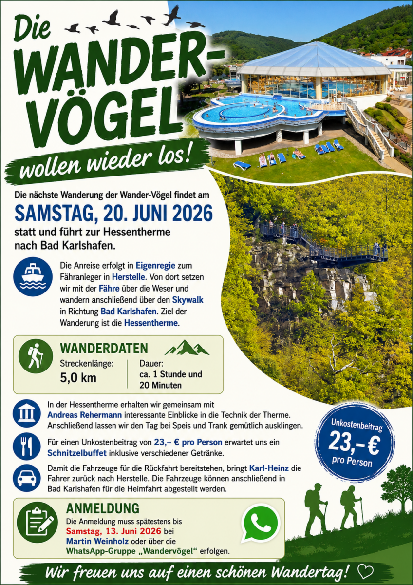 Die Wandervögel wollen zum Skywalk und zur Therme 